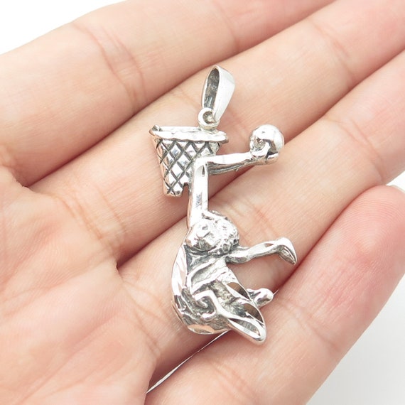 925 Sterling Silver Vintage Basketball Player Pen… - image 1