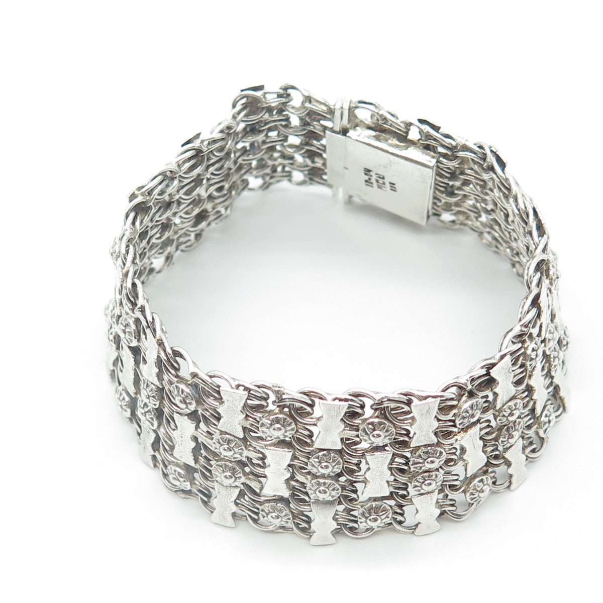 925 Sterling Silver Vintage Mexico Modernist Bracelet 7.5