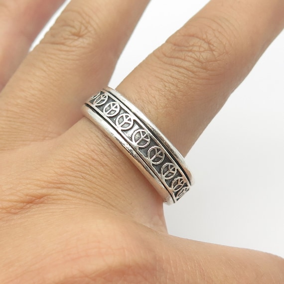 925 Sterling Silver Vintage Mexico Peace Symbol Rotating