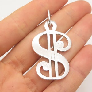925 Sterling Silver Vintage Dollar Sign Pendant