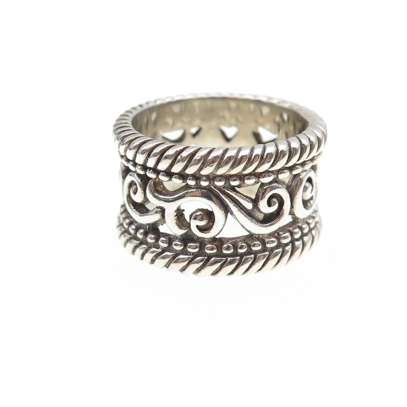 BRIGHTON 925 Sterling Silver Vintage Swirl Oxidized Ring Size 6.25 afbeelding 4