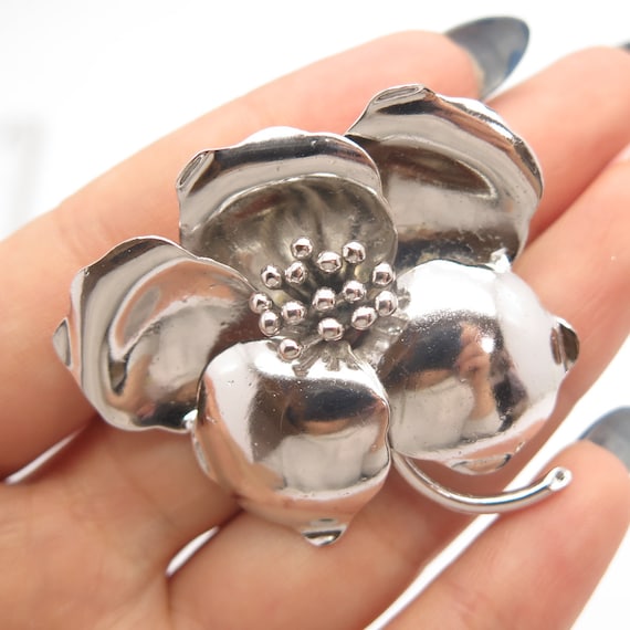 835 Silver Vintage Floral Pin Brooch - image 1