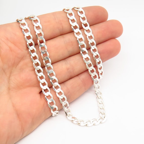 925 Sterling Silver Classic Cuban Chain Necklace … - image 1