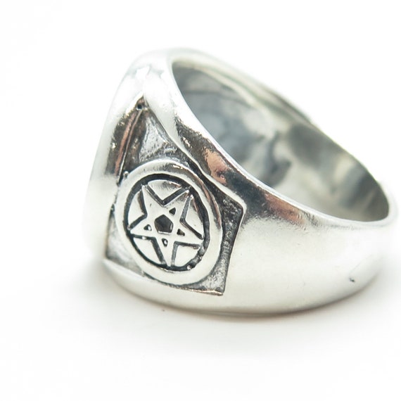 950 Silver Vintage Pentagram Star Ring Size 12.25 - image 4