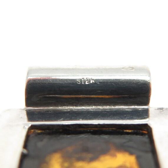 925 Sterling Silver Vintage Real Amber Slide Pend… - image 7