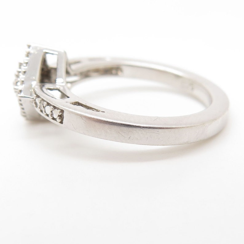 Signed 925 Sterling Silver Real Diamond Rhombus Ring Size 7 Etsy