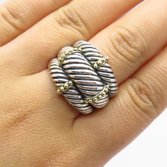 925 Sterling Silver 2-tone Vintage Twisted 3-row Ring Size 6 - Etsy