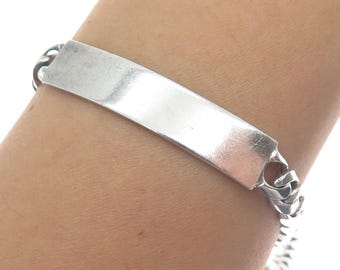900 Silver Vintage AEP Mexico ID Curb Link Bracelet 7