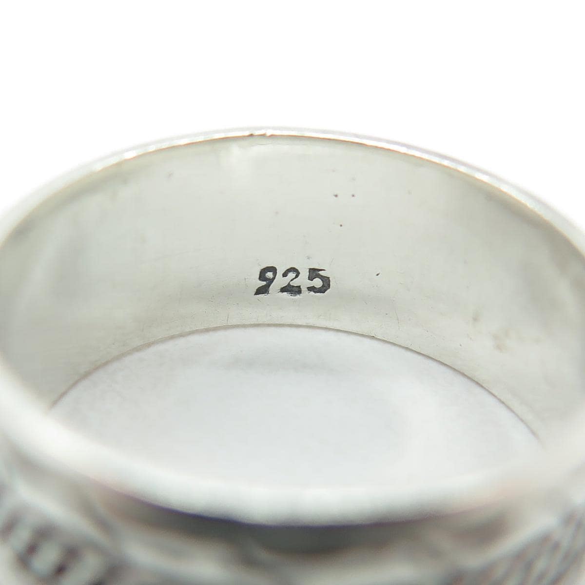 925 Sterling Silver Vintage Modernist Link Band Oxidized Ring Size