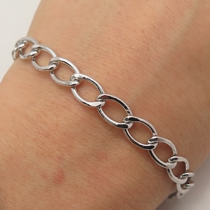 925 Sterling Silver Vintage Cable Link Bracelet 7.25&quot;
