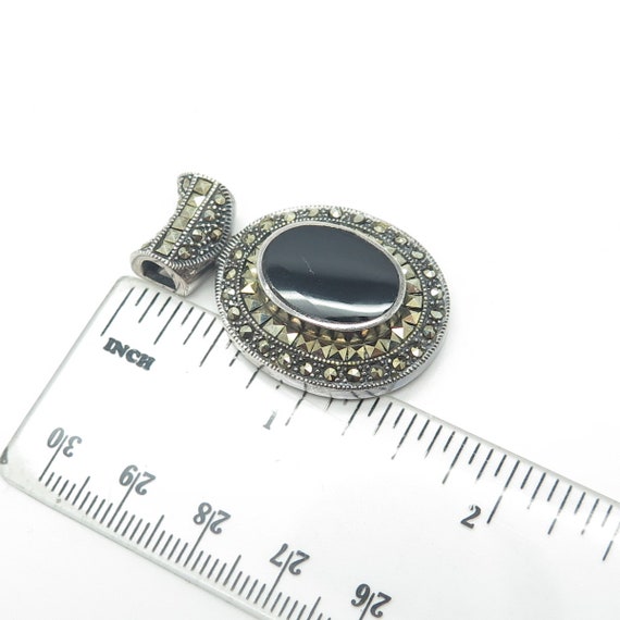 925 Sterling Silver Vintage Real Black Onyx and M… - image 3