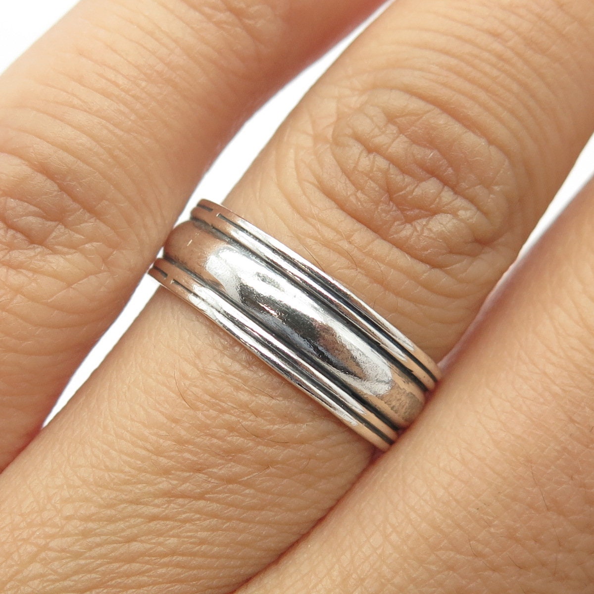 925 Sterling Silver Vintage Classic Band Ring Size 7.5 - Etsy