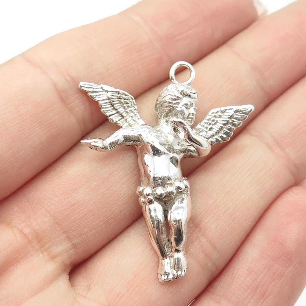 925 Sterling Silver Vintage Cherub Angel Pendant - Etsy