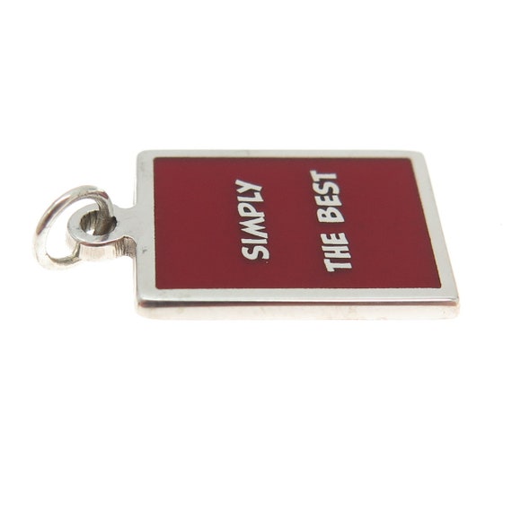 925 Sterling Silver Red Enamel "Simply The Best" … - image 5