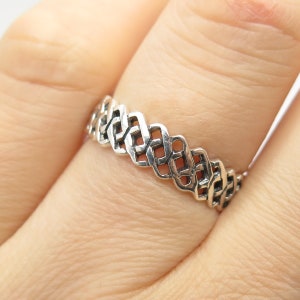 925 Sterling Silver Vintage Braided Band Ring Size 7