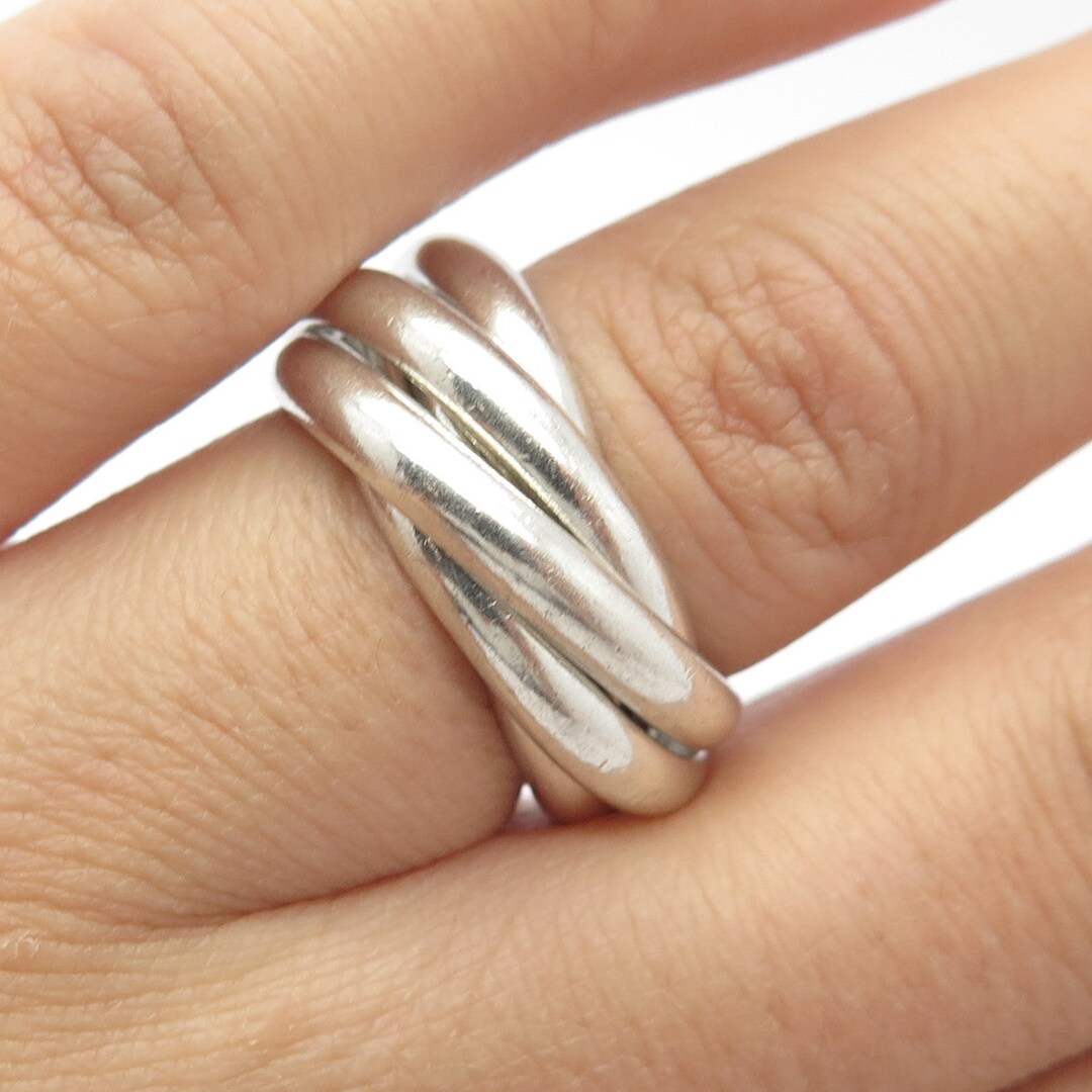 925 Sterling Silver Vintage Interlocked Band Ring Size 6 - Etsy