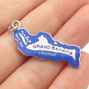 925 Sterling Silver Vintage Enamel &quot;Grand Bahama&quot; Pendant