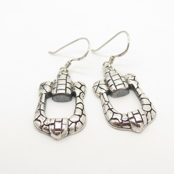 925 Sterling Silver Vintage Brutalist Design Dang… - image 3