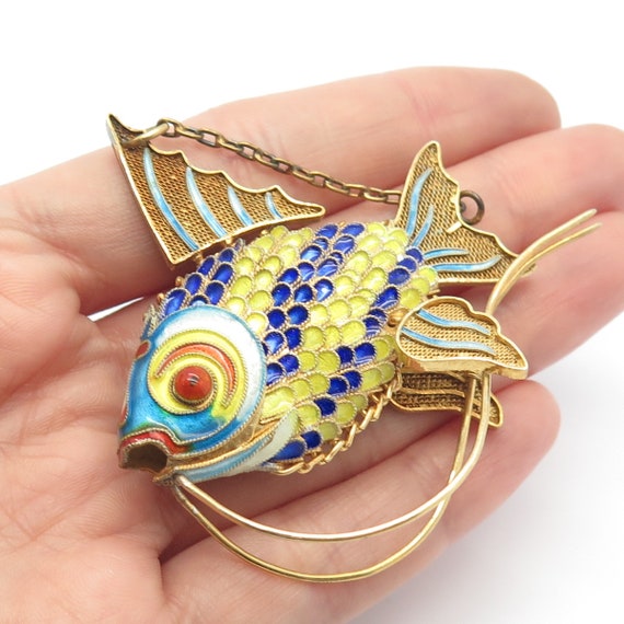 925 Sterling Silver Gold Plated Antique Enamel Ch… - image 3