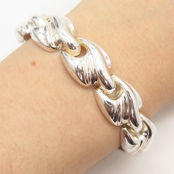 925 Sterling Silver Vintage Italy Wrinkled Fancy Link Bracelet 7 1
