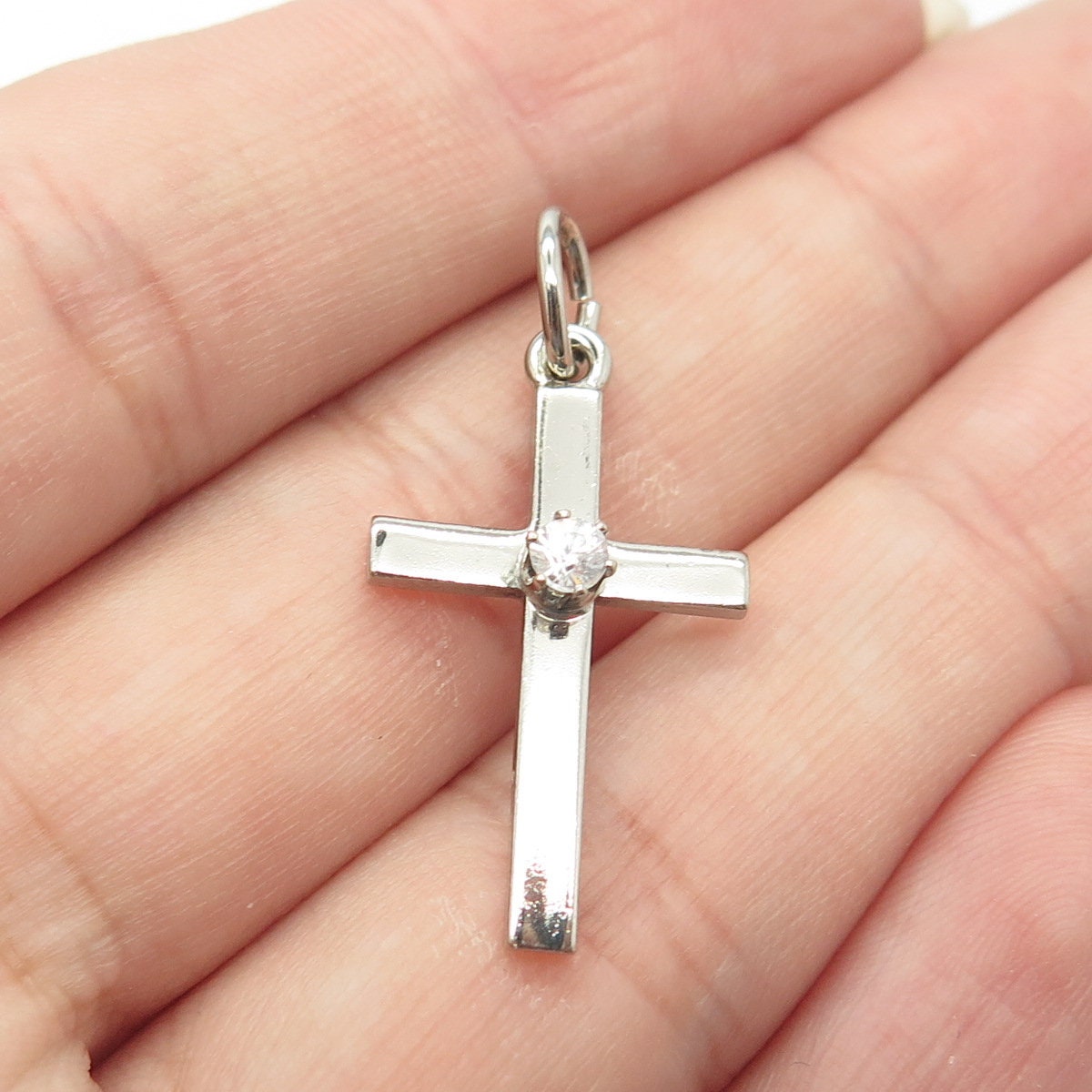 925 Sterling Silver Vintage Cellini C Z Center Cross Pendant - Etsy