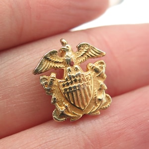 925 Sterling Silver Gold Plated Antique WWII US Navy Eagle and Anchor Pin Brooch