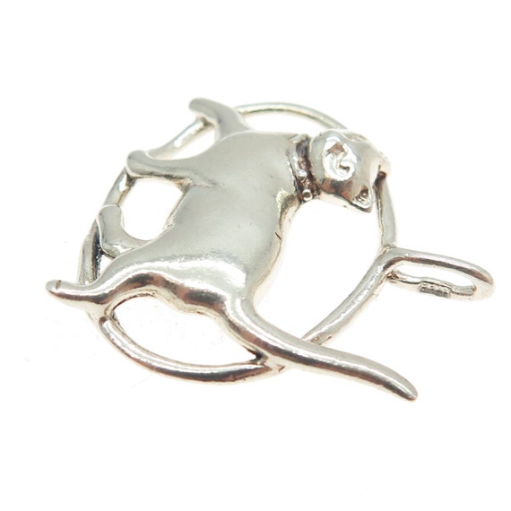 925 Sterling Silver Vintage Cat / Kitty Pendant - image 5