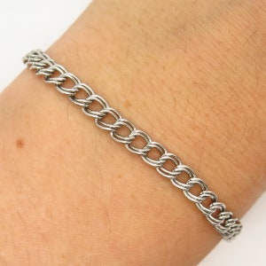925 Sterling Silver Vintage Amco Double Cable Link Bracelet 7 1/4&quot;