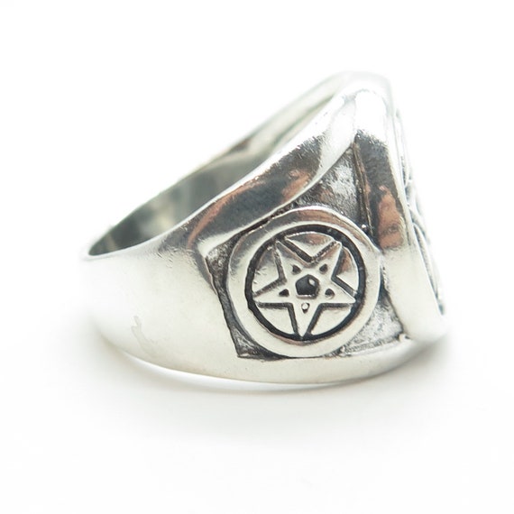 950 Silver Vintage Pentagram Star Ring Size 12.25 - image 6