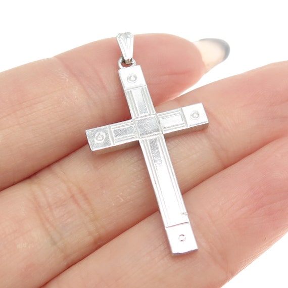 925 Sterling Silver Antique Art Deco Cross Religi… - image 1