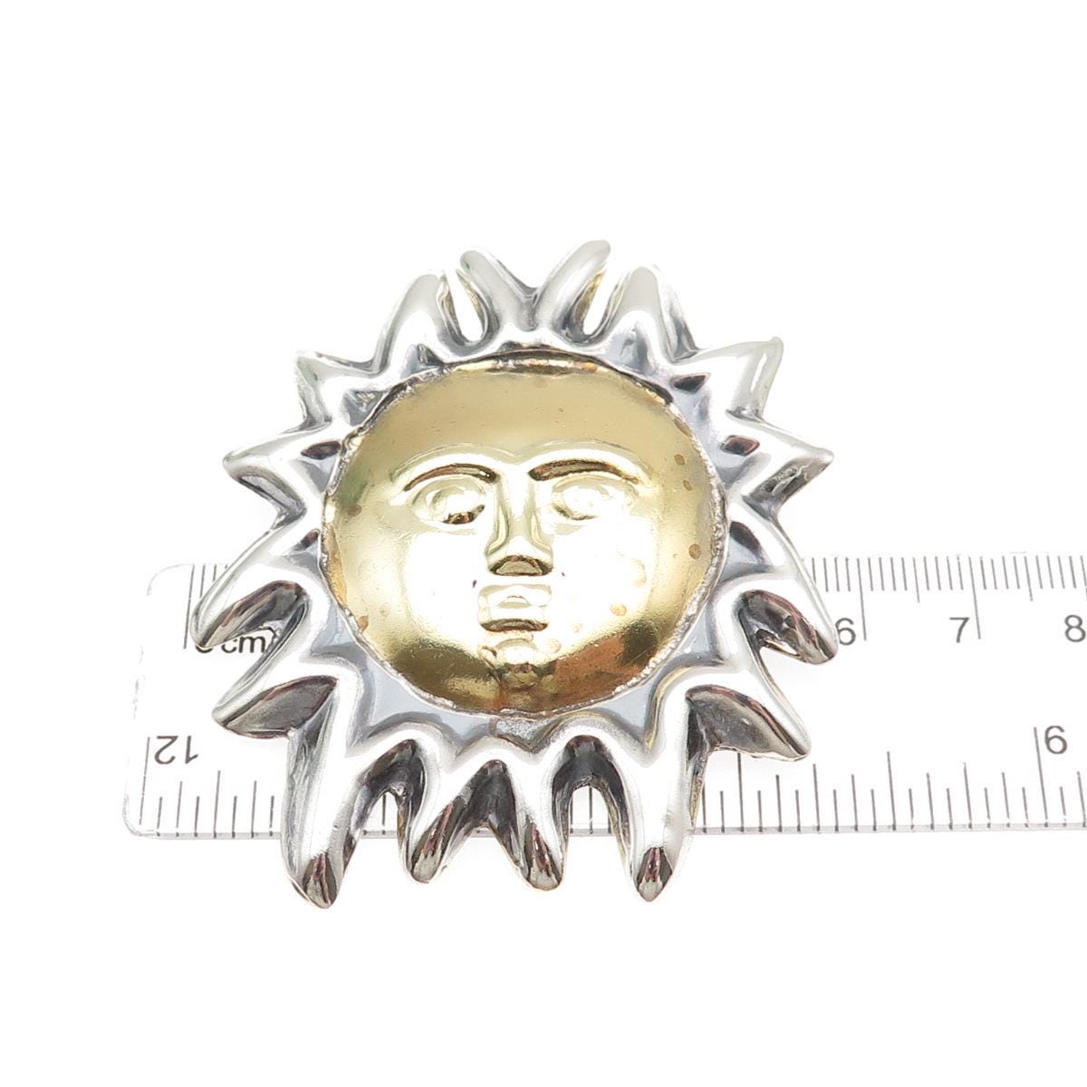 Sun Face Pin 925 Sterling Silver 2-tone Vintage Mexico Sun Face Pin Brooch - Etsy