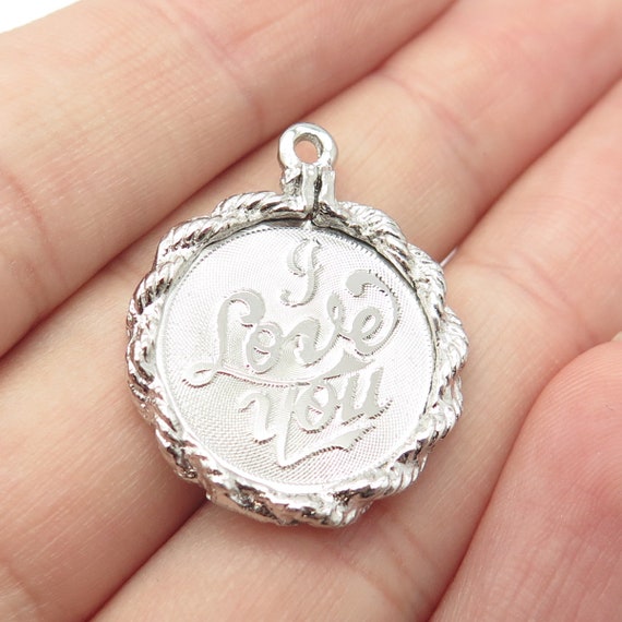I LOVE YOU Word Charm Antiqued Sterling Silver I LOVE YOU Word Charm Antiqued Sterling Silver
