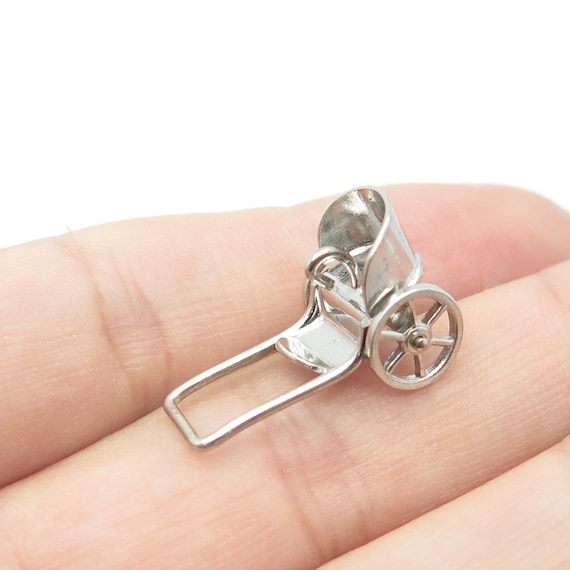 925 Sterling Silver Antique Art Deco Wheeled Cart Mov… - Gem