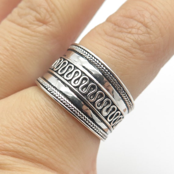 925 Sterling Silver Vintage Spiral Band Ring Size… - image 3