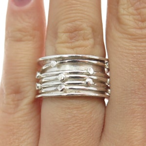 925 Sterling Silver Vintage Modernist Band Ring Size 6