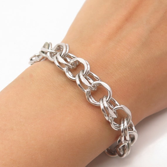 925 Sterling Silver Vintage Double Rolo Link Bracelet 6.75 Etsy UK