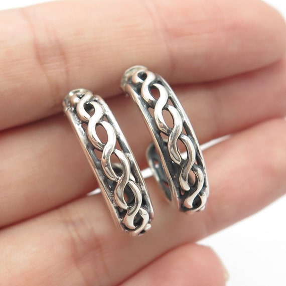 925 Sterling Silver Vintage Braided Half Hoop Earr