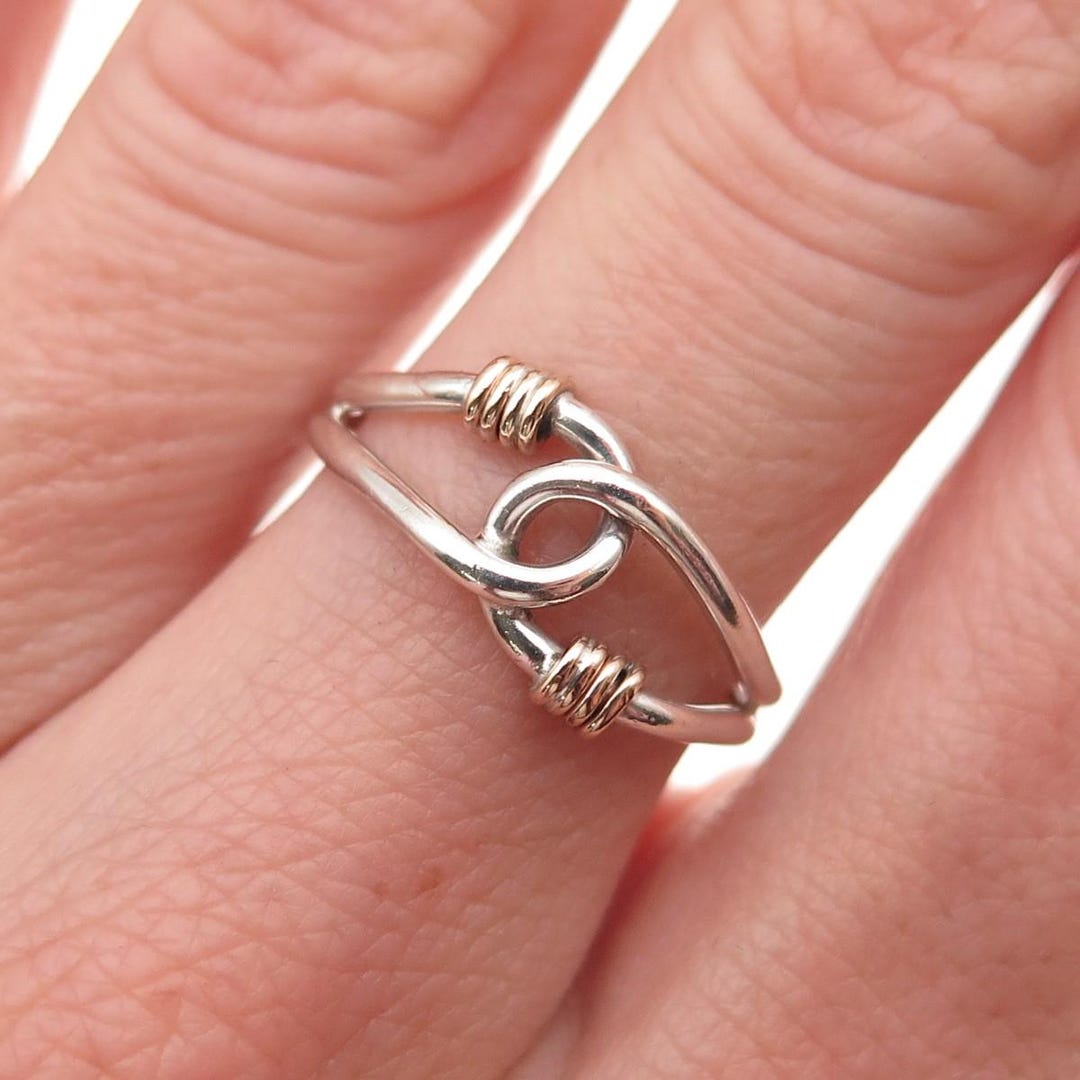 925 Sterling Silver Gold Filled Vintage Interlocked Infinty Ring Size 6 ...