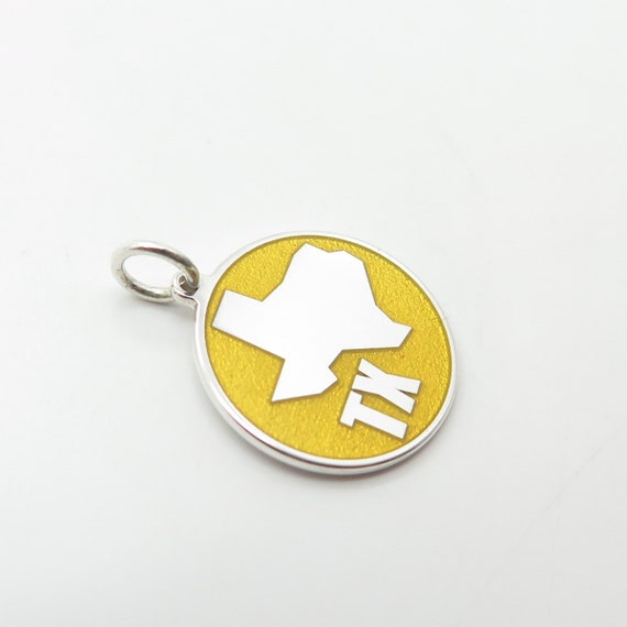 925 Sterling Silver Yellow Enamel Texas Lone Star… - image 4