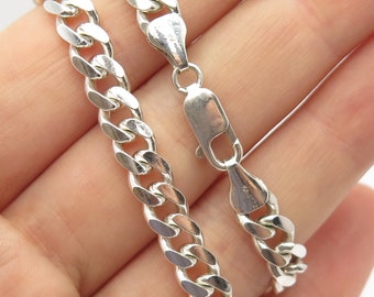 925 Sterling Silver Vintage Italy Cuban Chain Necklace 21