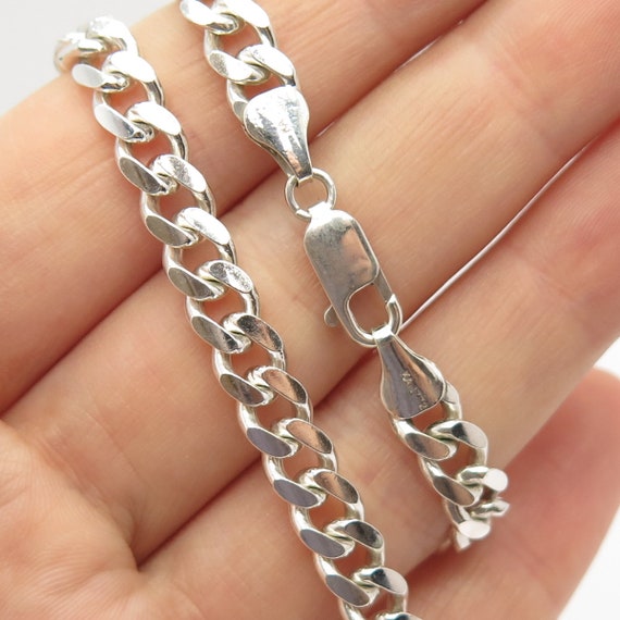 vintage◯Italy silver short necklace◯925 925 Sterling Silver Vintage Italy Cuban Chain Necklace 21