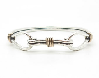 925 Sterling Silver 2-tone Vintage Hook and Eye Bangle