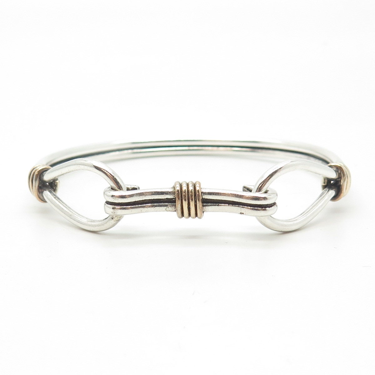 925 Sterling Silver 2-tone Vintage Hook and Eye Bangle