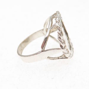 925 Sterling Silver Vintage Guardian Angel Coin Oxidized Ring Size 5.5 image 6