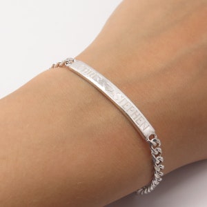 925 Sterling Silver Vintage Italy &quot;Chris Stephen&quot; ID Cuban Link Bracelet 7&quot;
