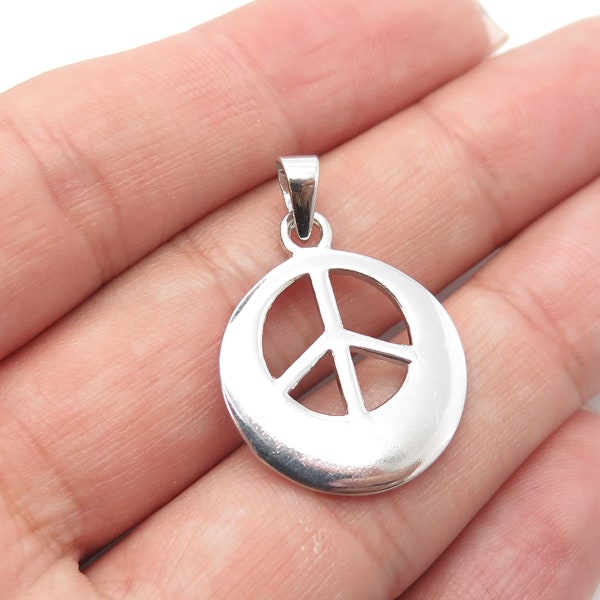 925 Sterling Silver Vintage CFJ Peace Symbol Pendant