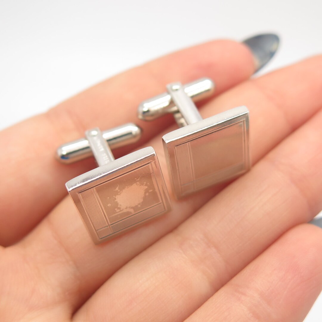 Boutons De Manchette Vintage Argent Sterling - Initiales L & D - Marque Anson