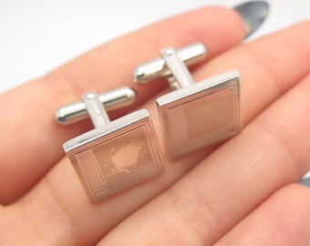 Boutons De Manche Vintage Art Deco - Lamode Sterling Silver - Avec Clip Cravate