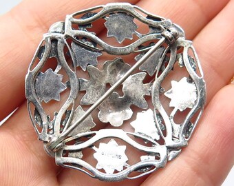 925 Sterling Silver Vintage Floral Ornate Pin Brooch - Etsy