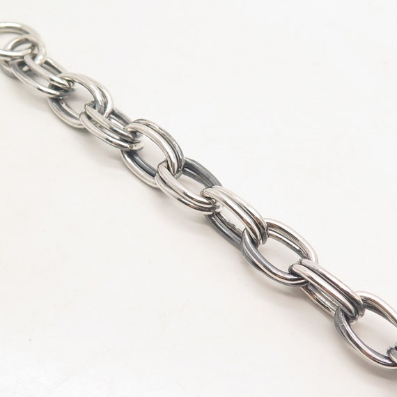 925 Sterling Silver Vintage Double Rolo Link Brac… - image 5